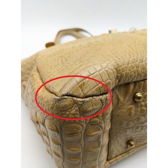 BRAHMIN Collette croc embossed leather satchel shoulder bag - Vanilla/Beige - Picture 12 of 14